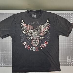 Avirex Tshirt XL Embroidered Logo Biker Eagle Mma Distressed Affliction Couture